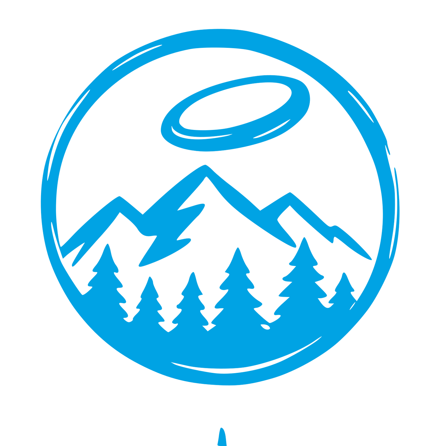 Frisbee Mountains Forest Logo #00a3e4