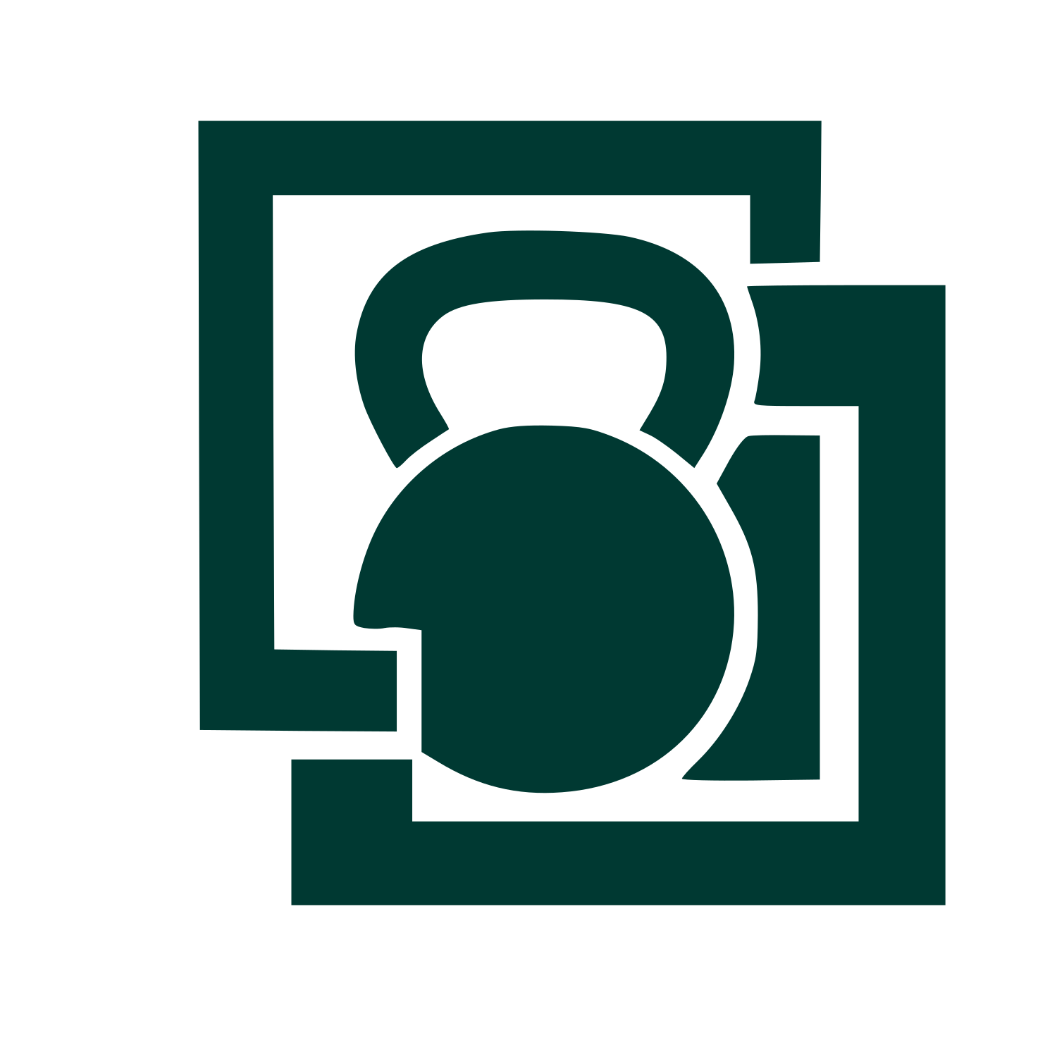 Layered Overlap Kettlebell Logo #003932