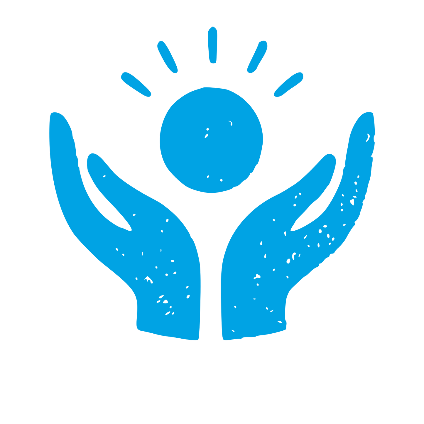 Hands Holding Sun Logo #00a3e4