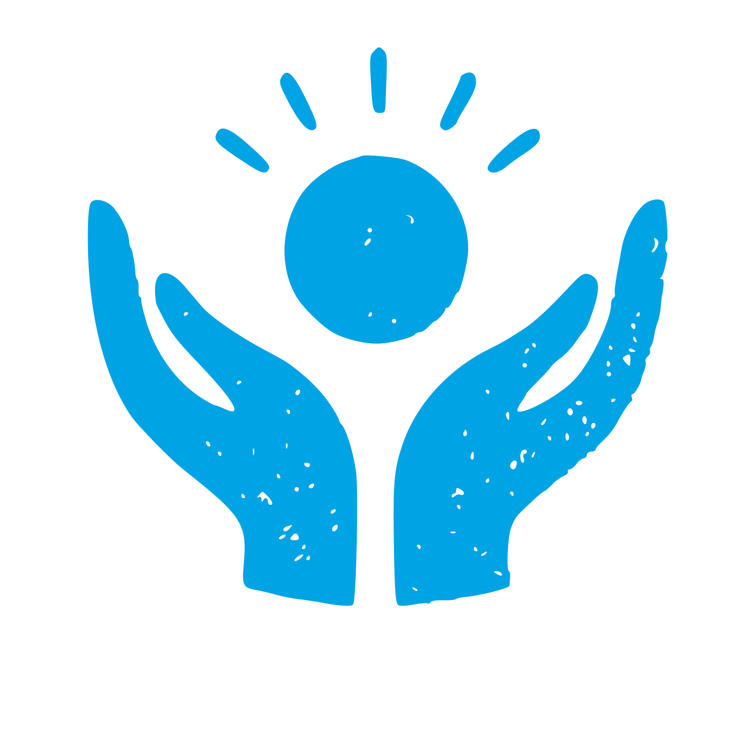 Hands Holding Sun Logo #00a3e4