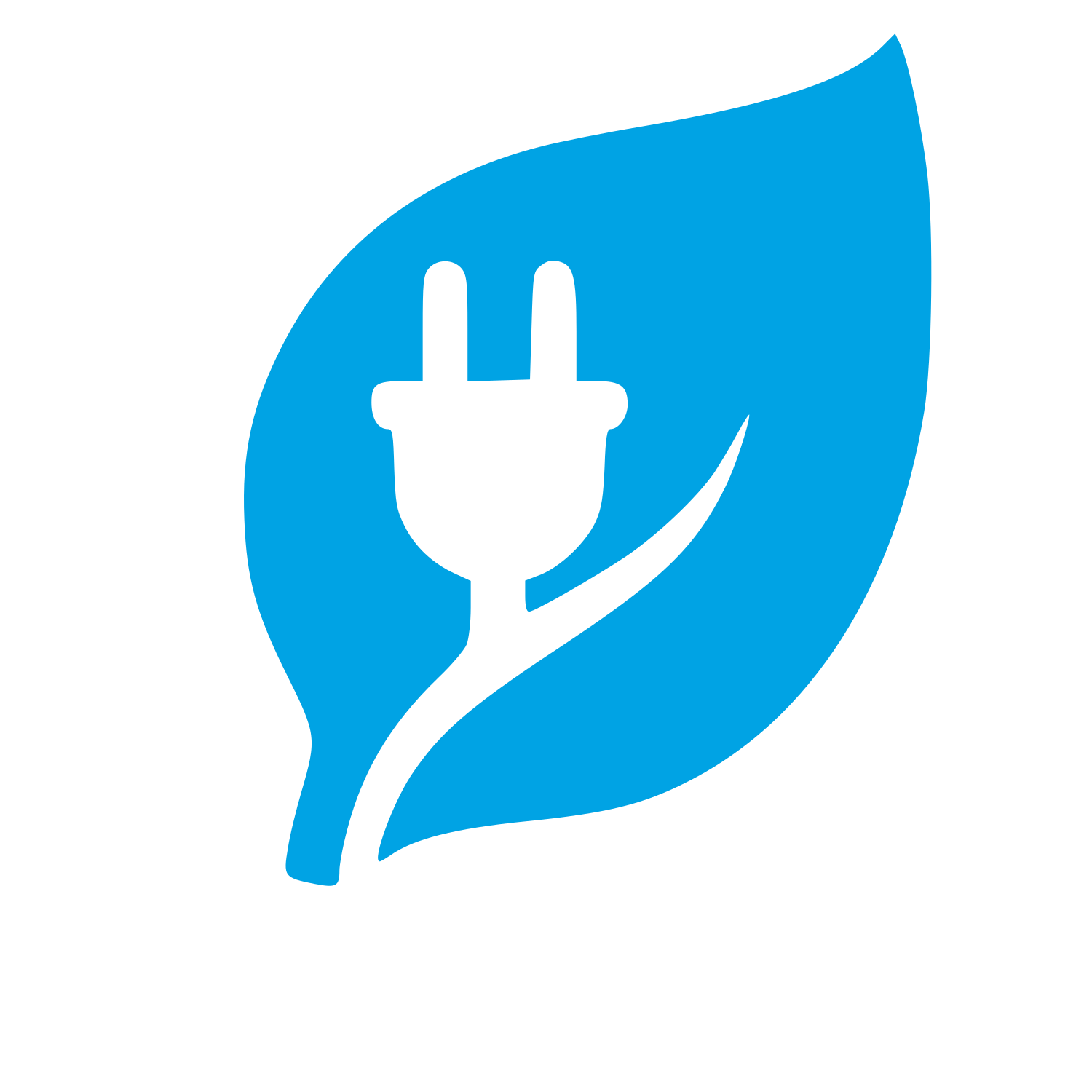 Green Energy Leaf Plug Logo #00a3e4