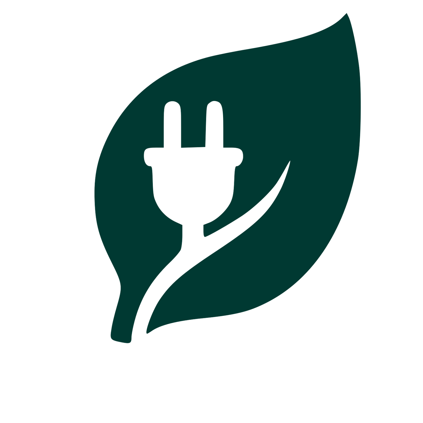 Green Energy Leaf Plug Logo #003932