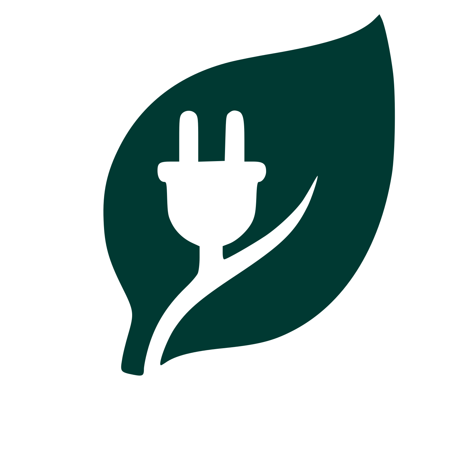 Green Energy Leaf Plug Logo #003932