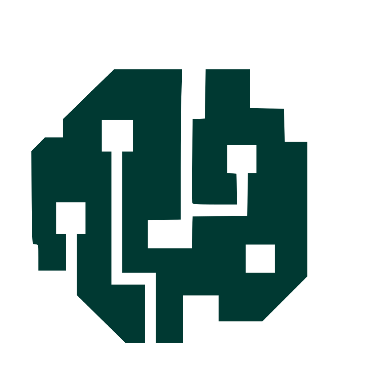 Brutalist AI Brain Circuit Logo #003932