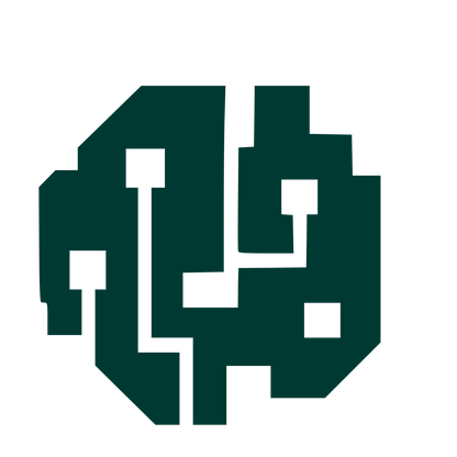 Brutalist AI Brain Circuit Logo #003932