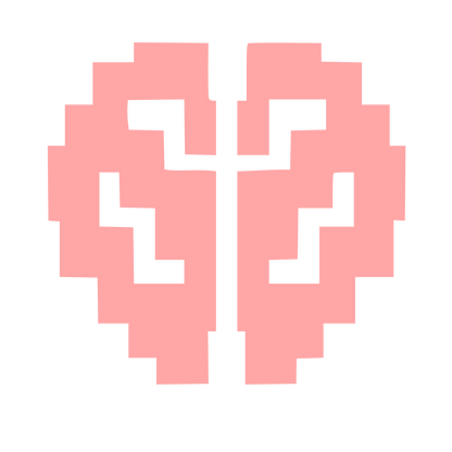 Pixel Brain Heart Logo #ffa6a6