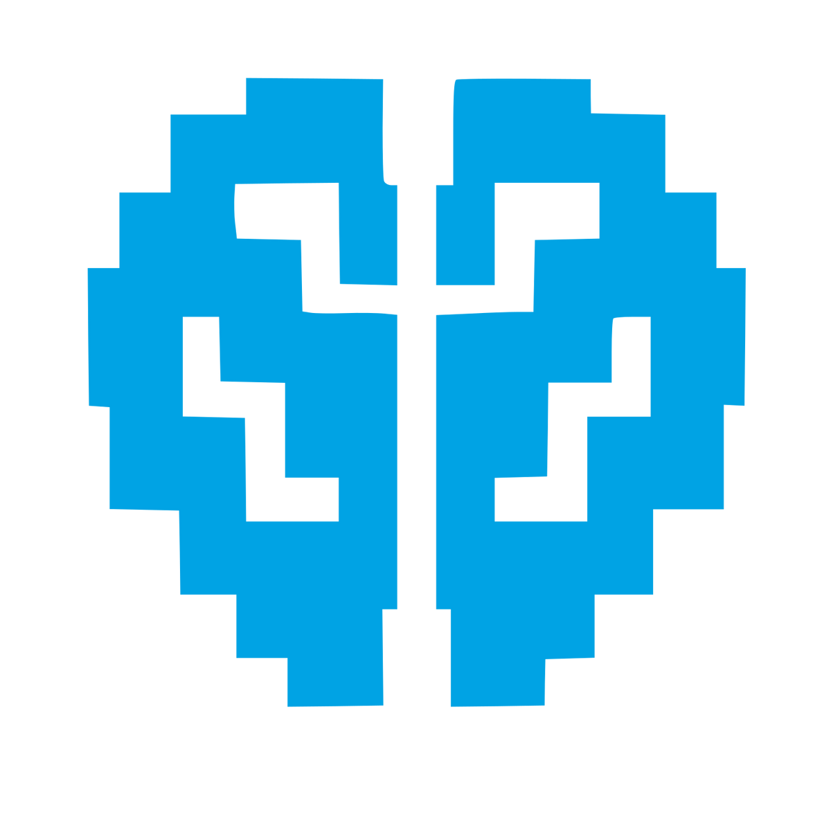 Pixel Brain Heart Logo #00a3e4