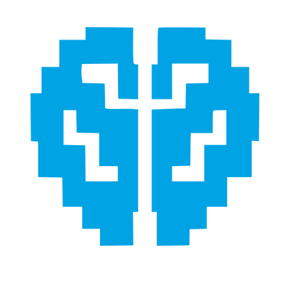 Pixel Brain Heart Logo #00a3e4