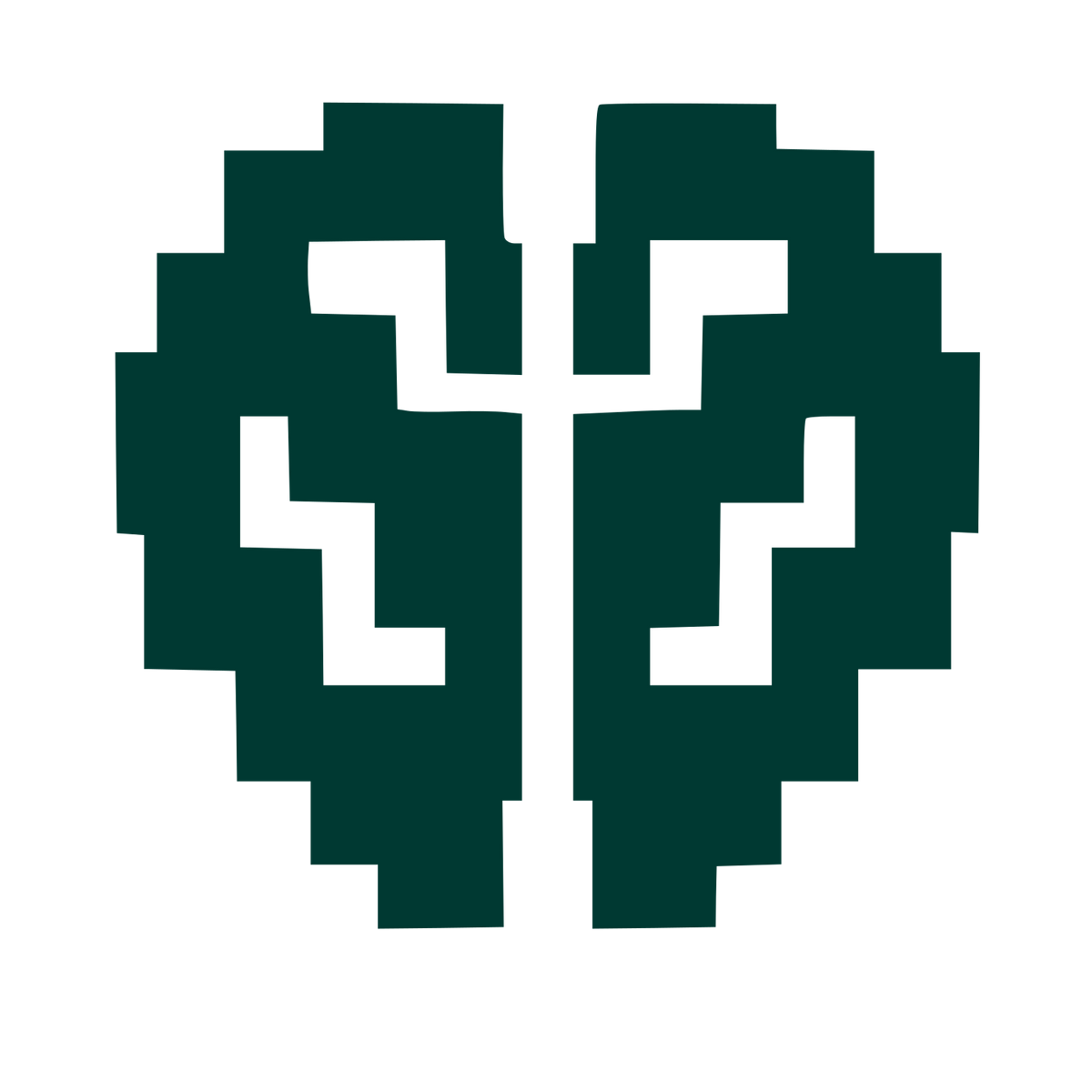 Pixel Brain Heart Logo #003932