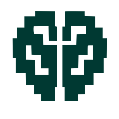 Pixel Brain Heart Logo #003932