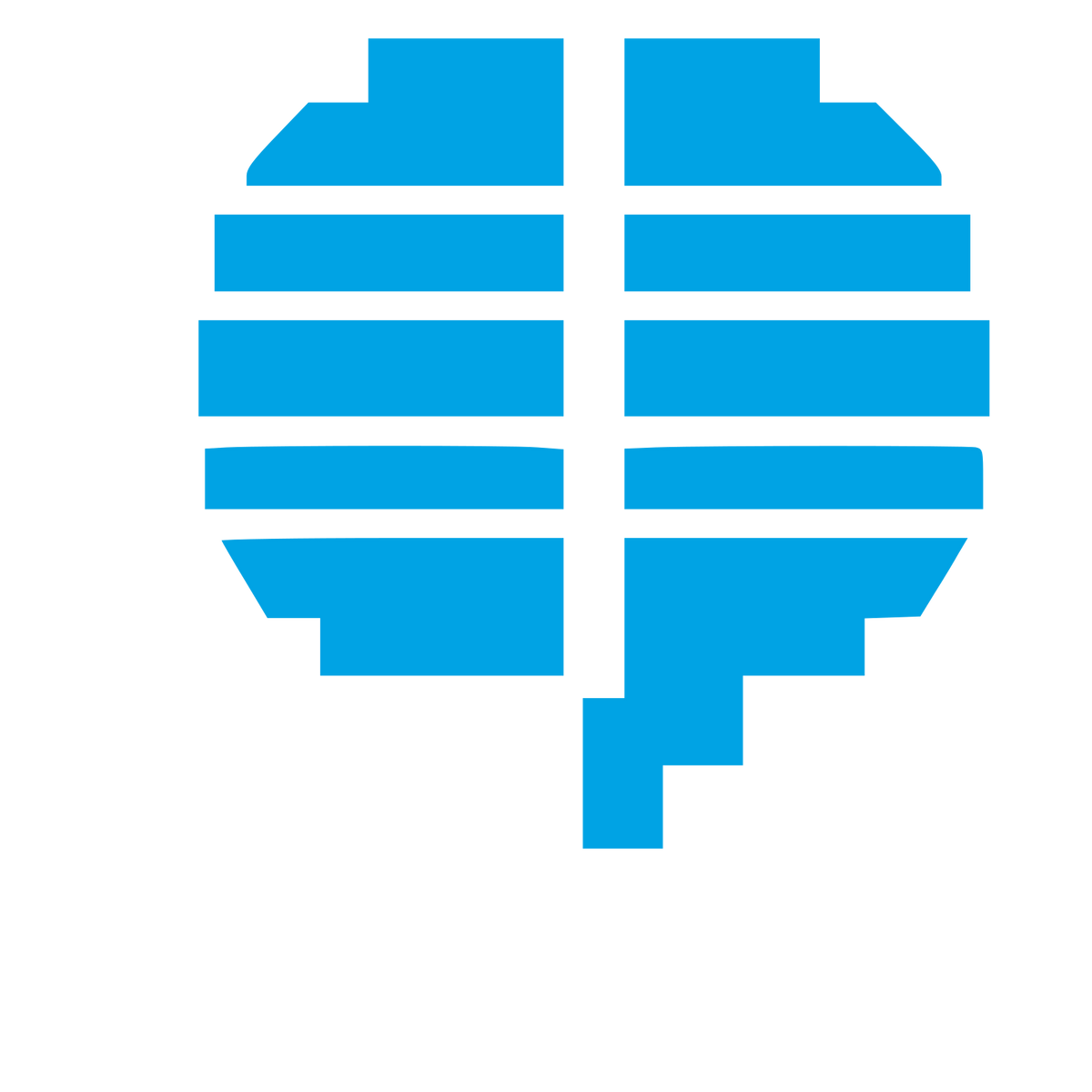 Pixel Brain Heart Logo #00a3e4