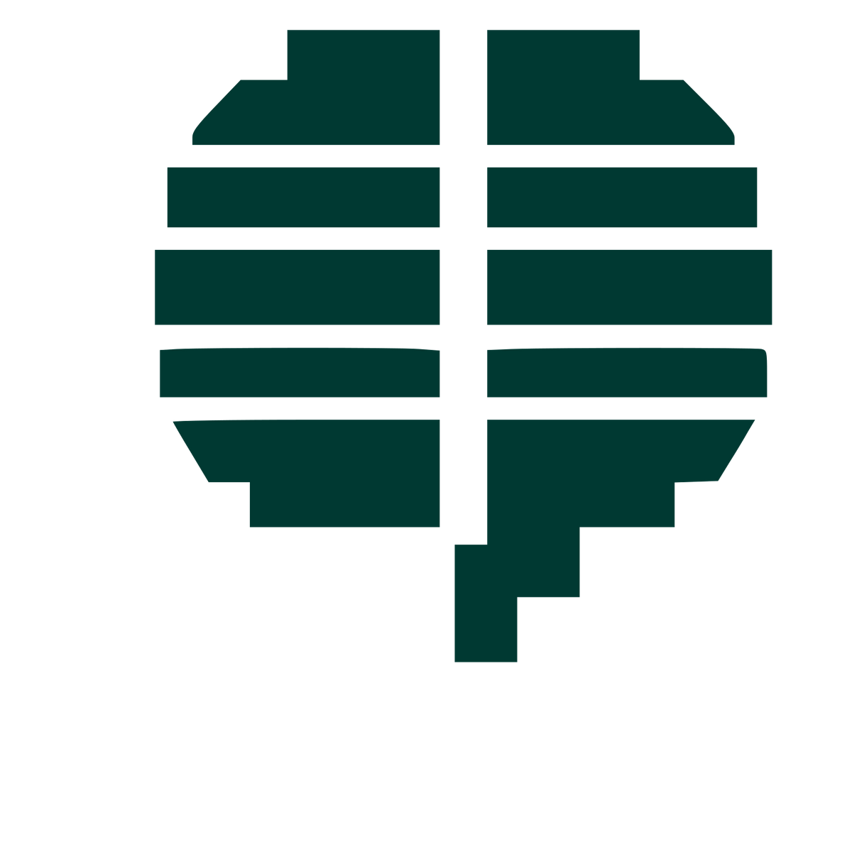 Pixel Brain Heart Logo #003932