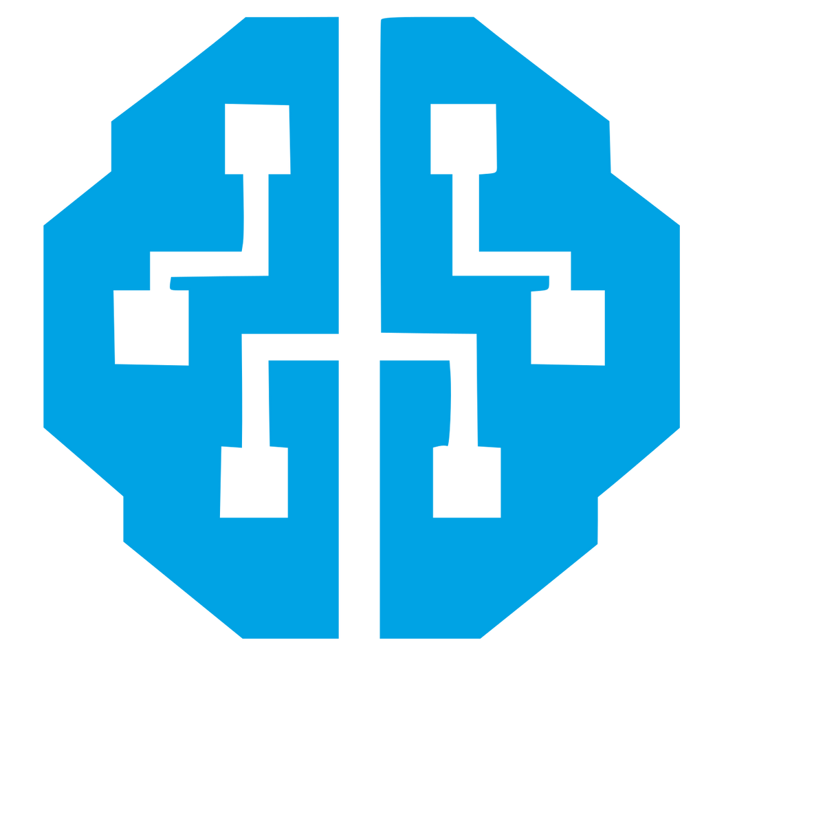 Brutalist AI Brain Logo #00a3e4