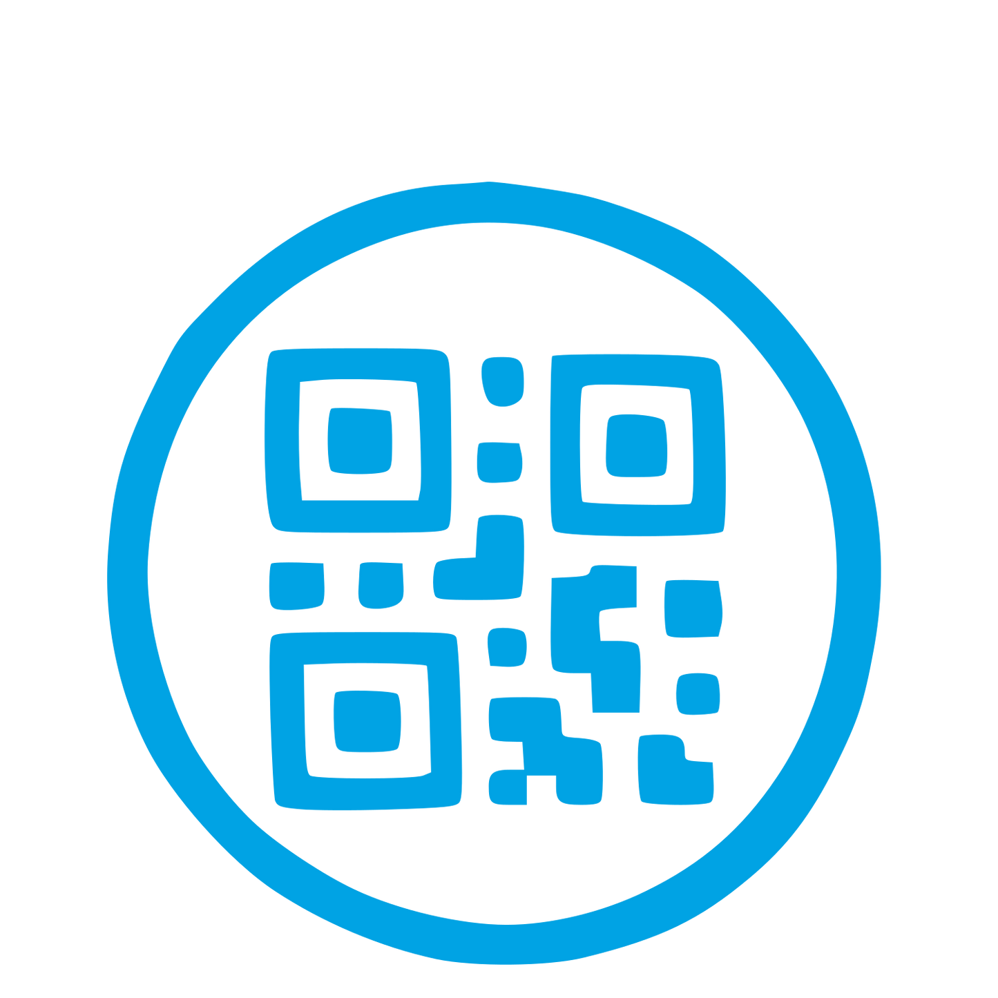 Hand-Drawn QR Code Logo #00a3e4