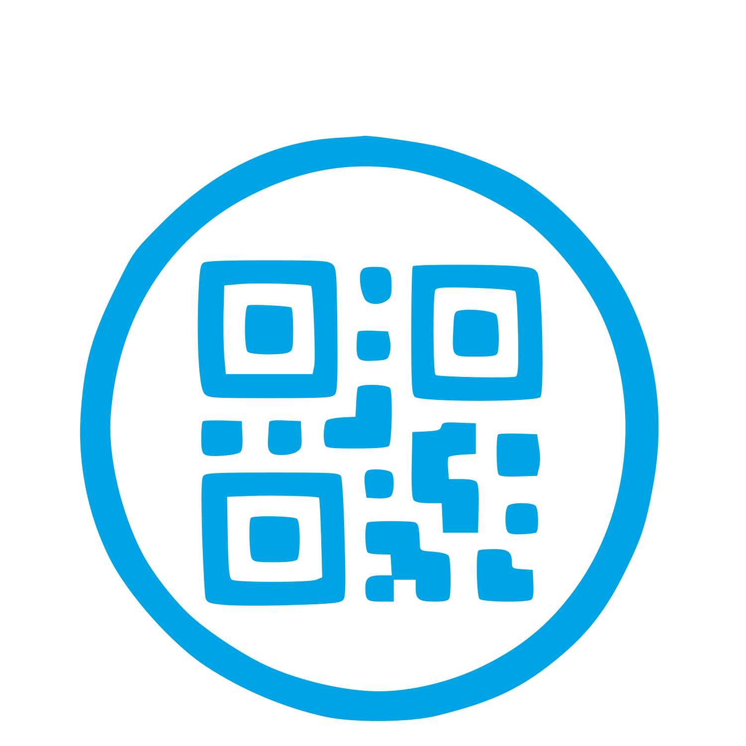 Hand-Drawn QR Code Logo #00a3e4