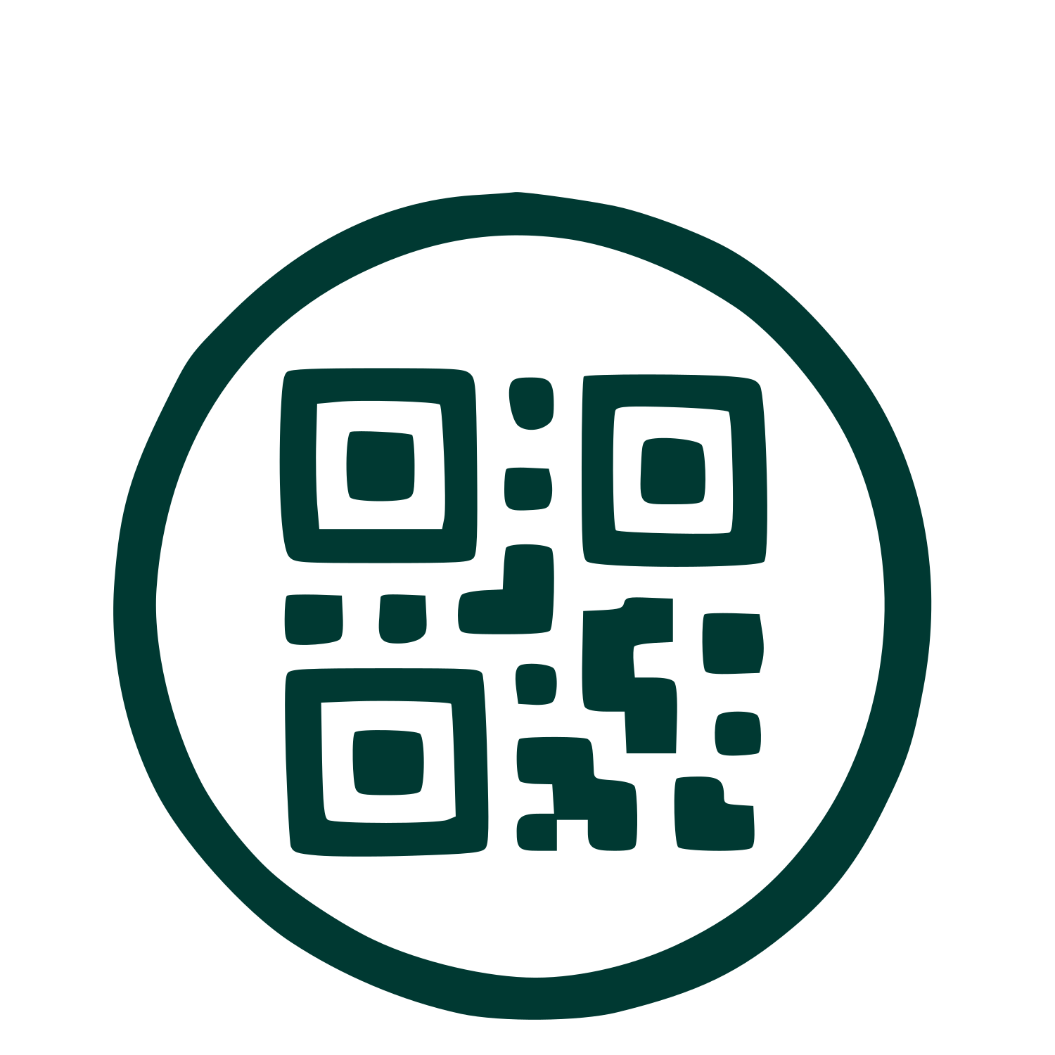 Hand-Drawn QR Code Logo #003932