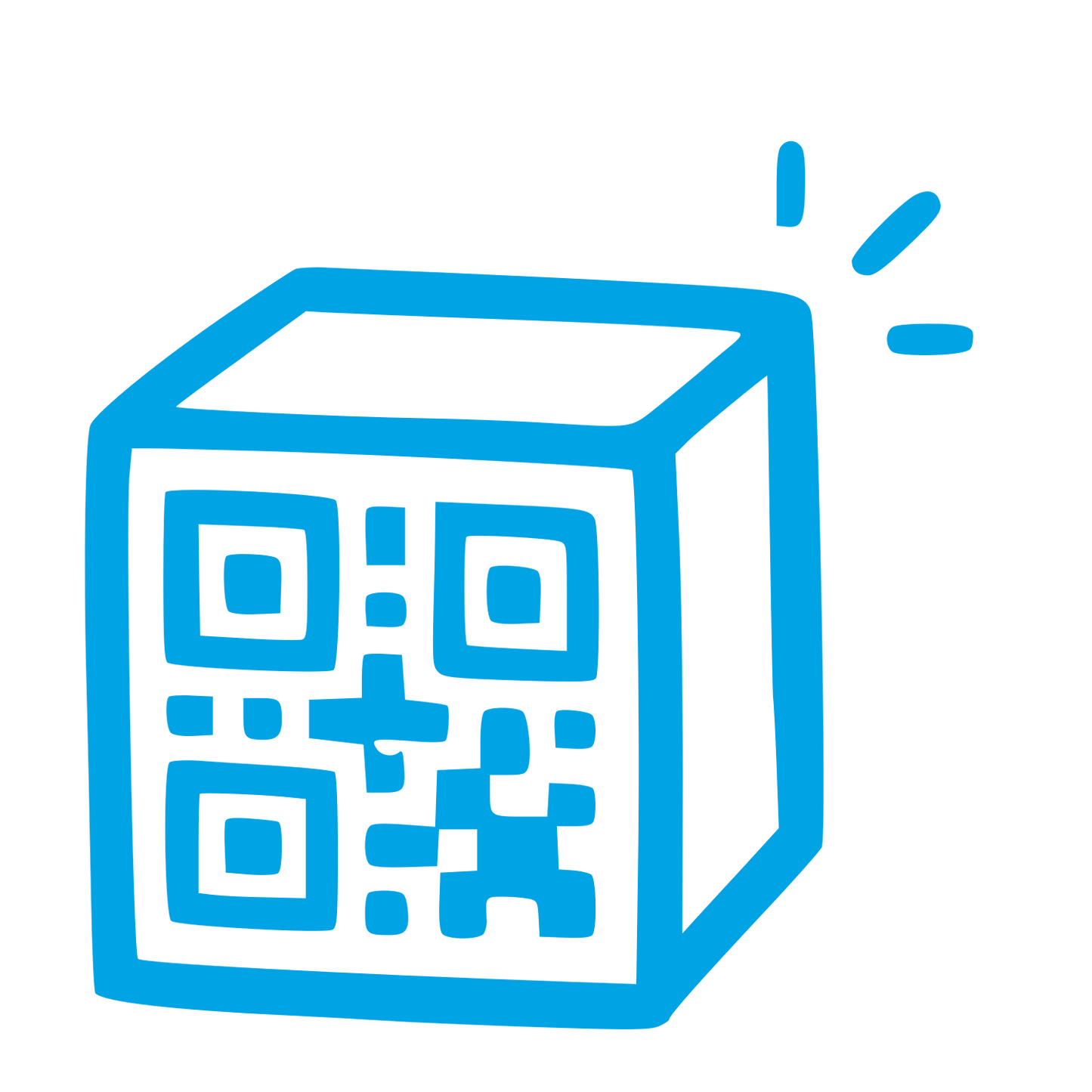 Hand-Drawn QR Code Box Logo #00a3e4