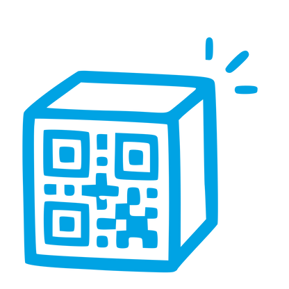 Hand-Drawn QR Code Box Logo #00a3e4