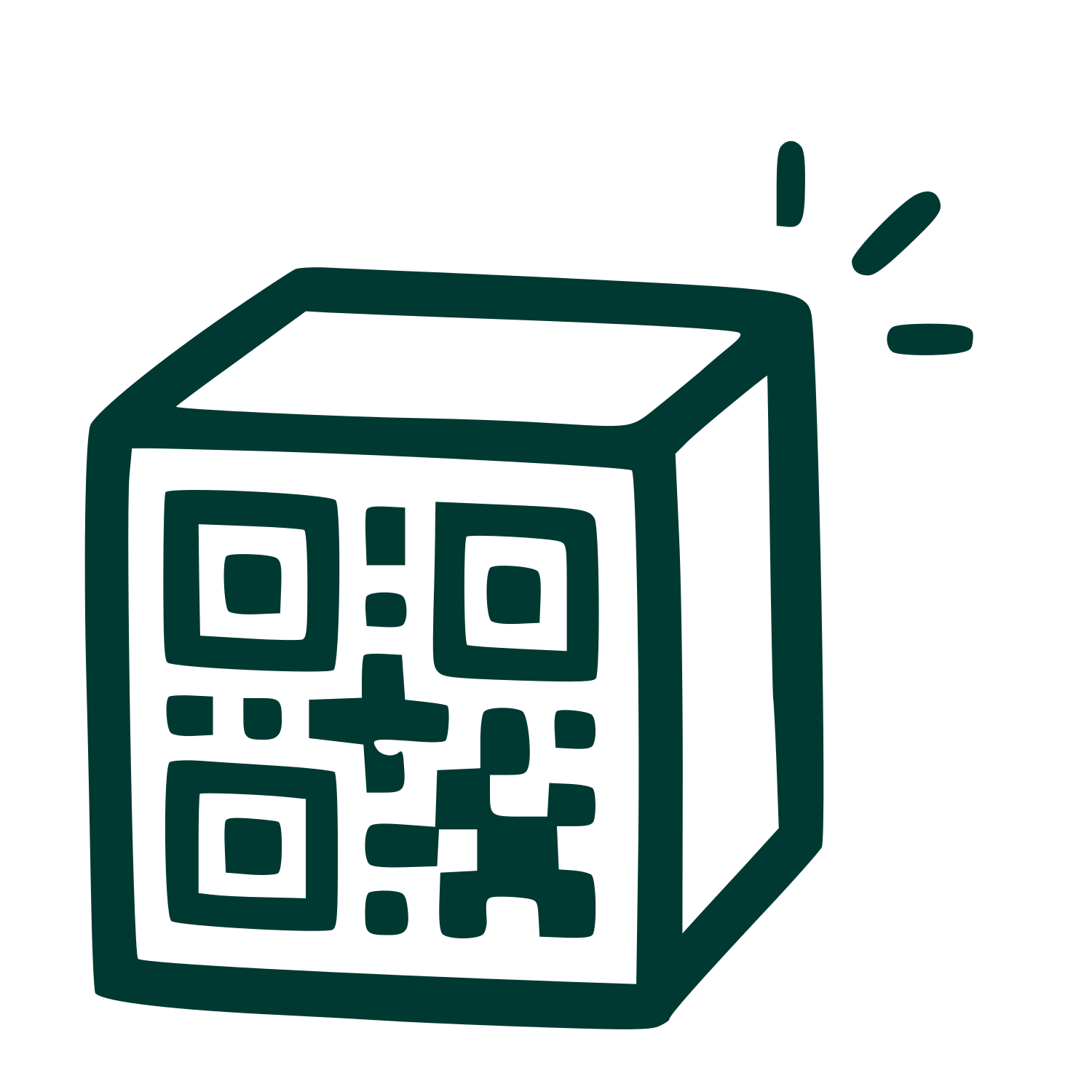 Hand-Drawn QR Code Box Logo #003932