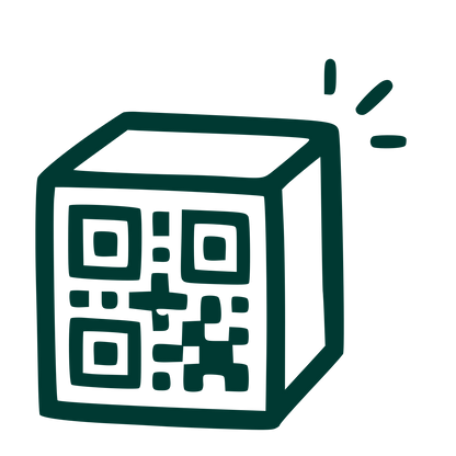 Hand-Drawn QR Code Box Logo #003932