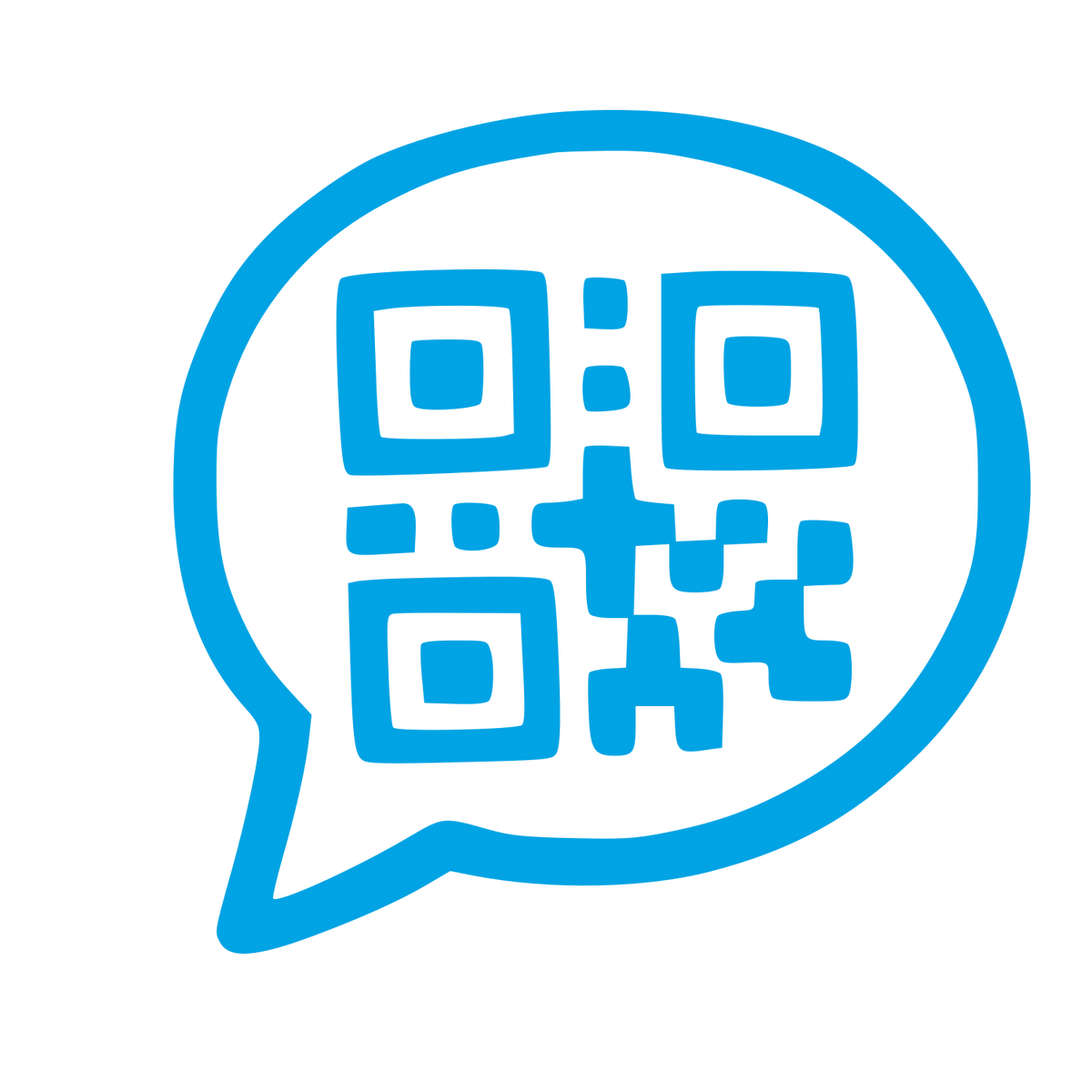 QR Code Chat Bubble Logo #00a3e4