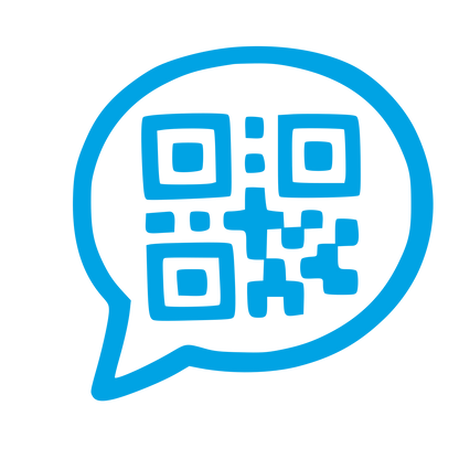 QR Code Chat Bubble Logo #00a3e4