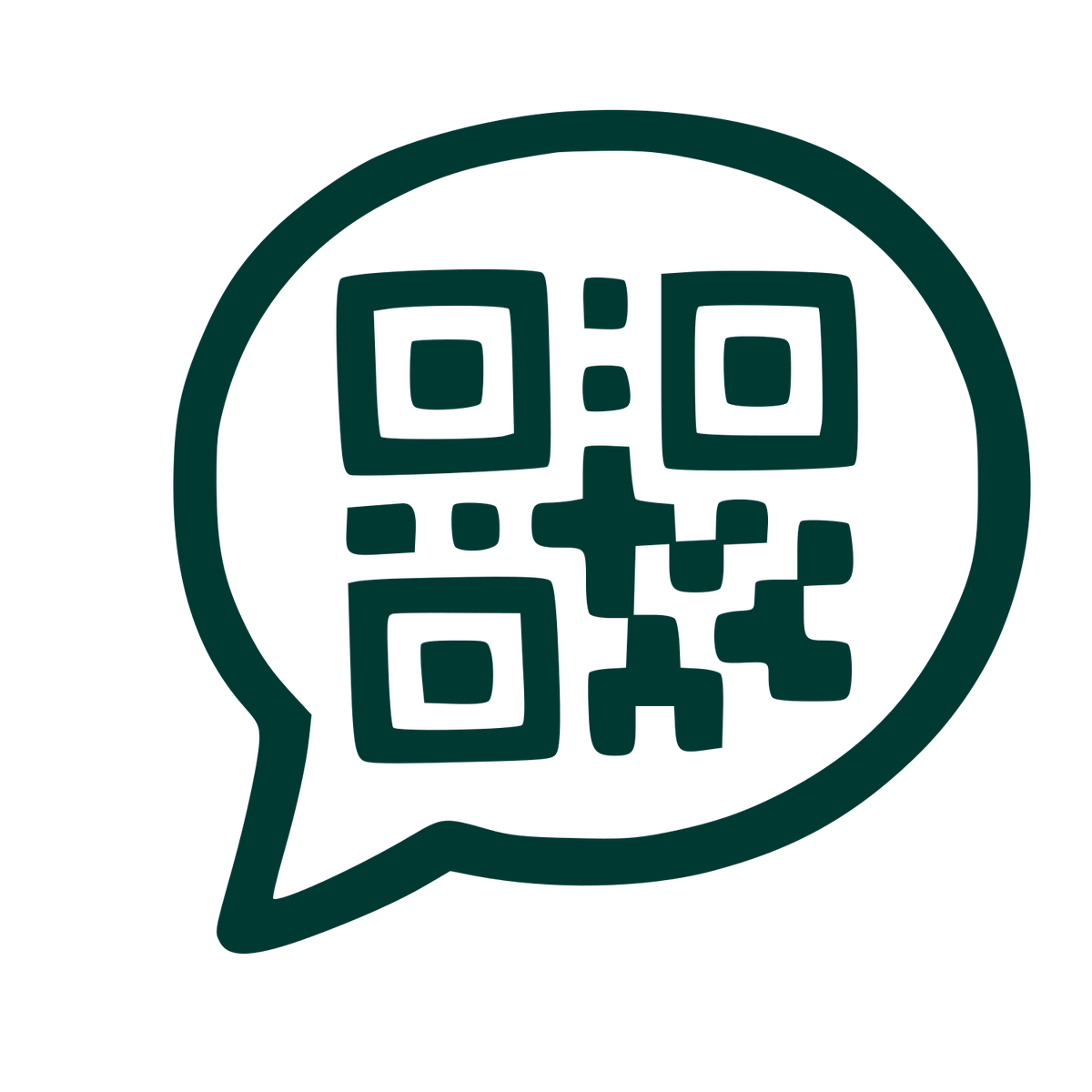 QR Code Chat Bubble Logo #003932