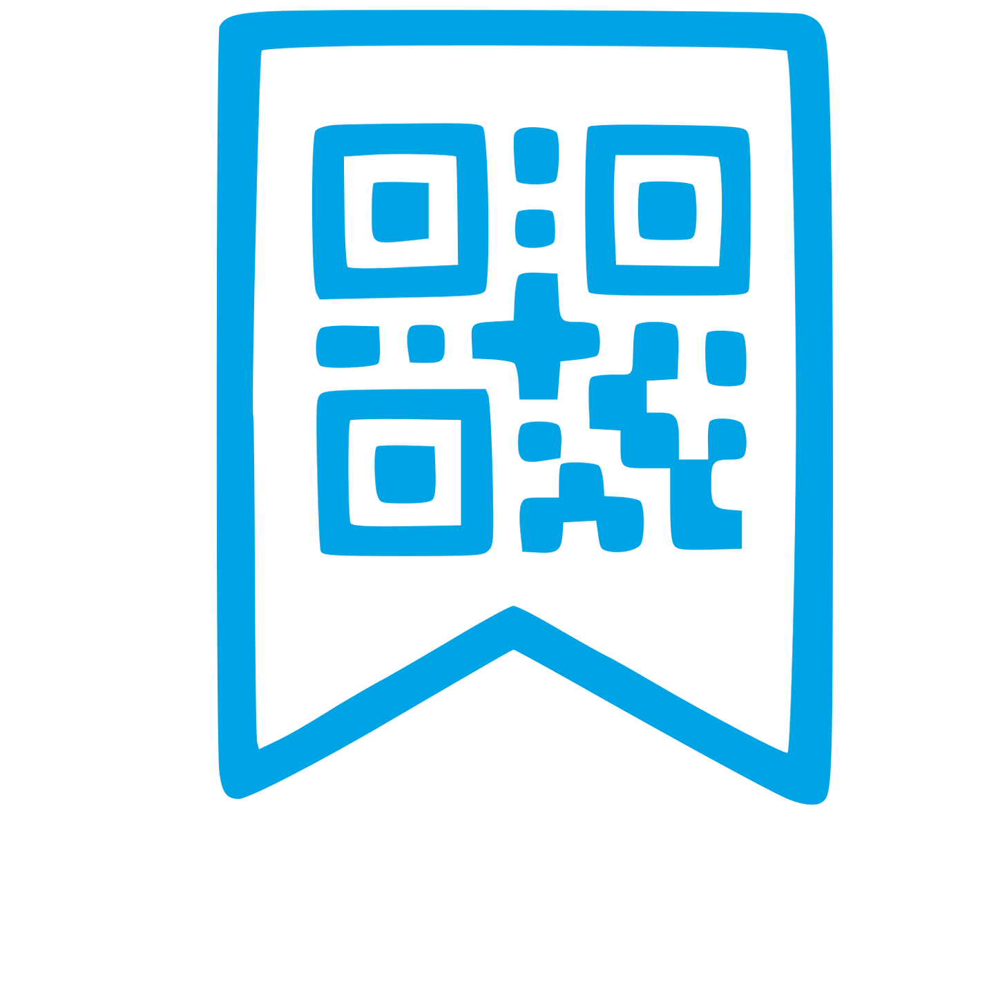 Hand-Drawn QR Code Bookmark Logo #00a3e4
