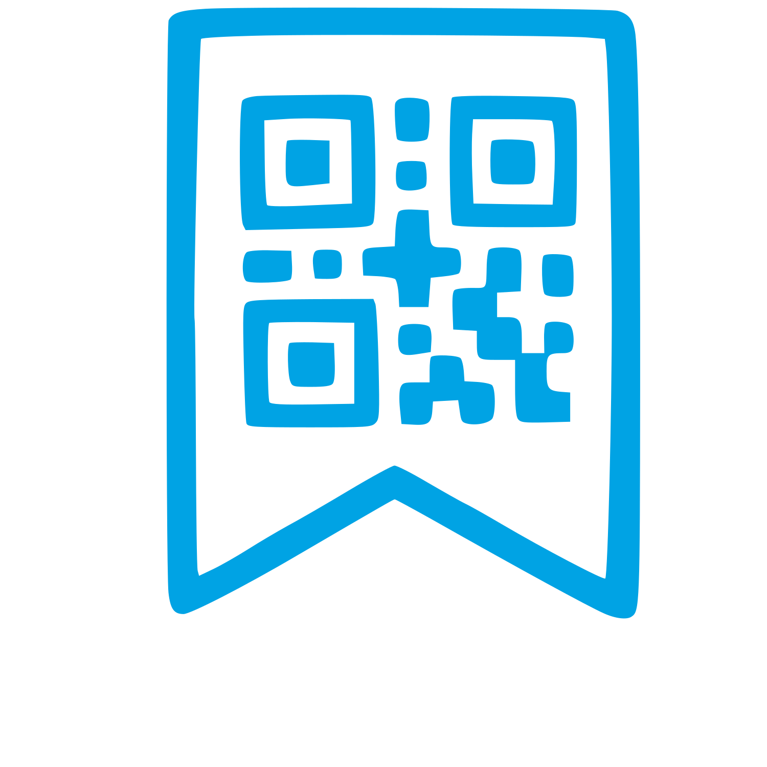 Hand-Drawn QR Code Bookmark Logo #00a3e4