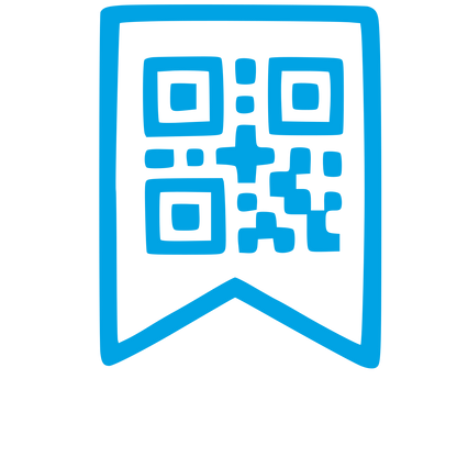 Hand-Drawn QR Code Bookmark Logo #00a3e4