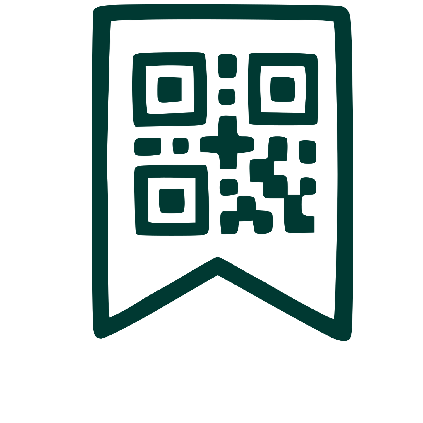 Hand-Drawn QR Code Bookmark Logo #003932
