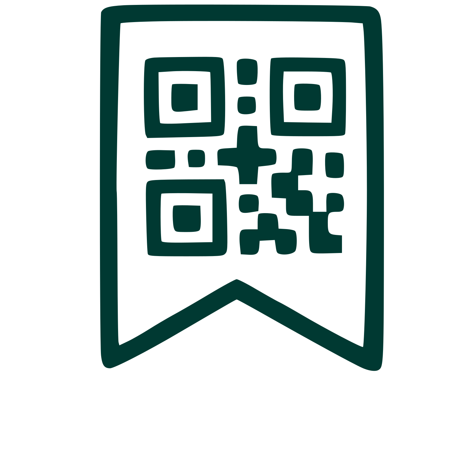 Hand-Drawn QR Code Bookmark Logo #003932