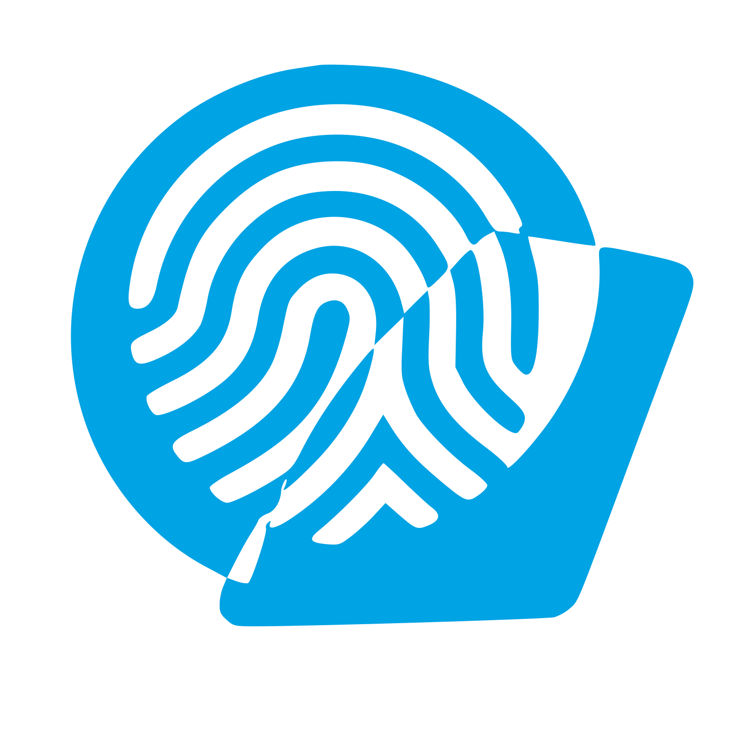 Layered Overlap Fingerprint Logo #00a3e4