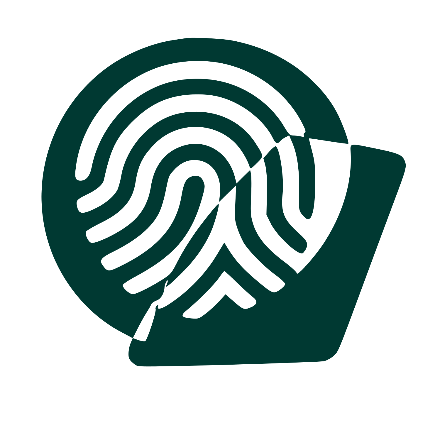 Layered Overlap Fingerprint Logo #003932