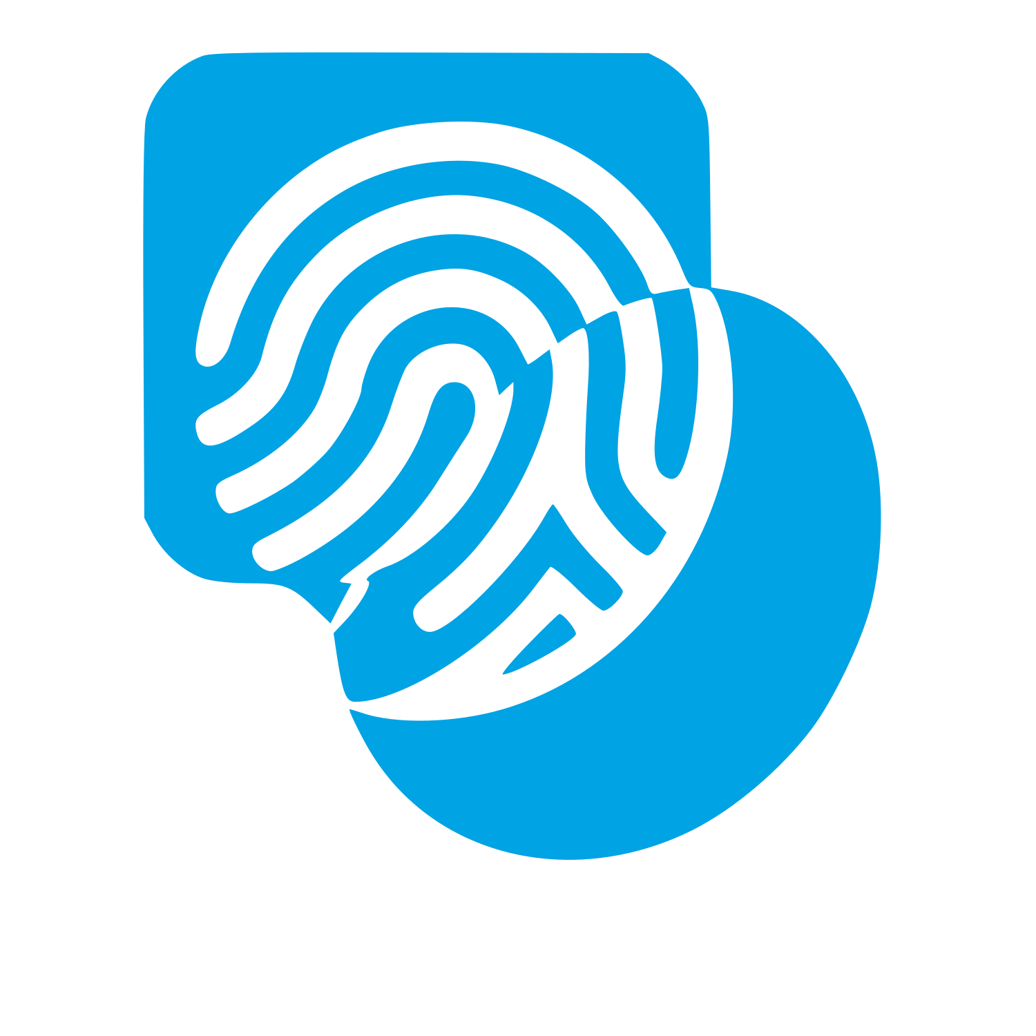 Layered Overlap Fingerprint Logo #00a3e4