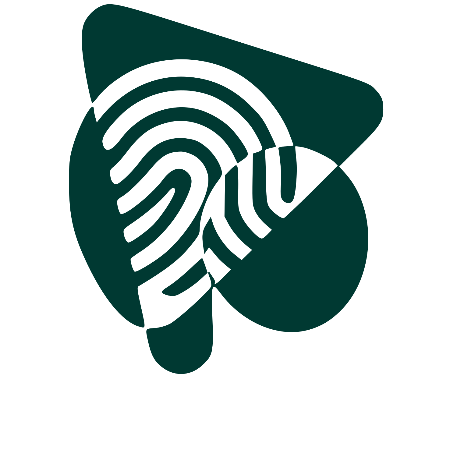 Fingerprint Play Button Logo #003932