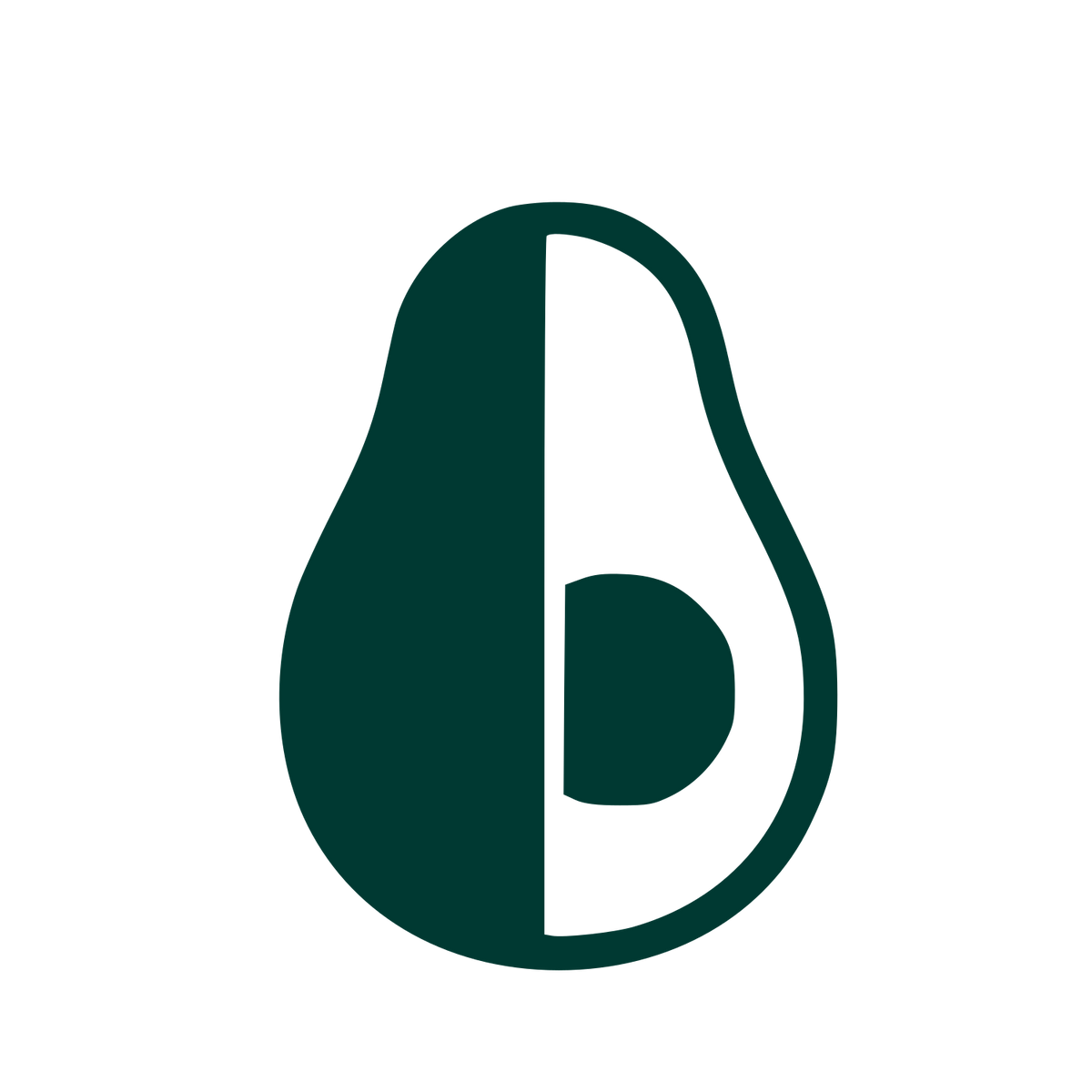 Split Avocado Half Logo #003932