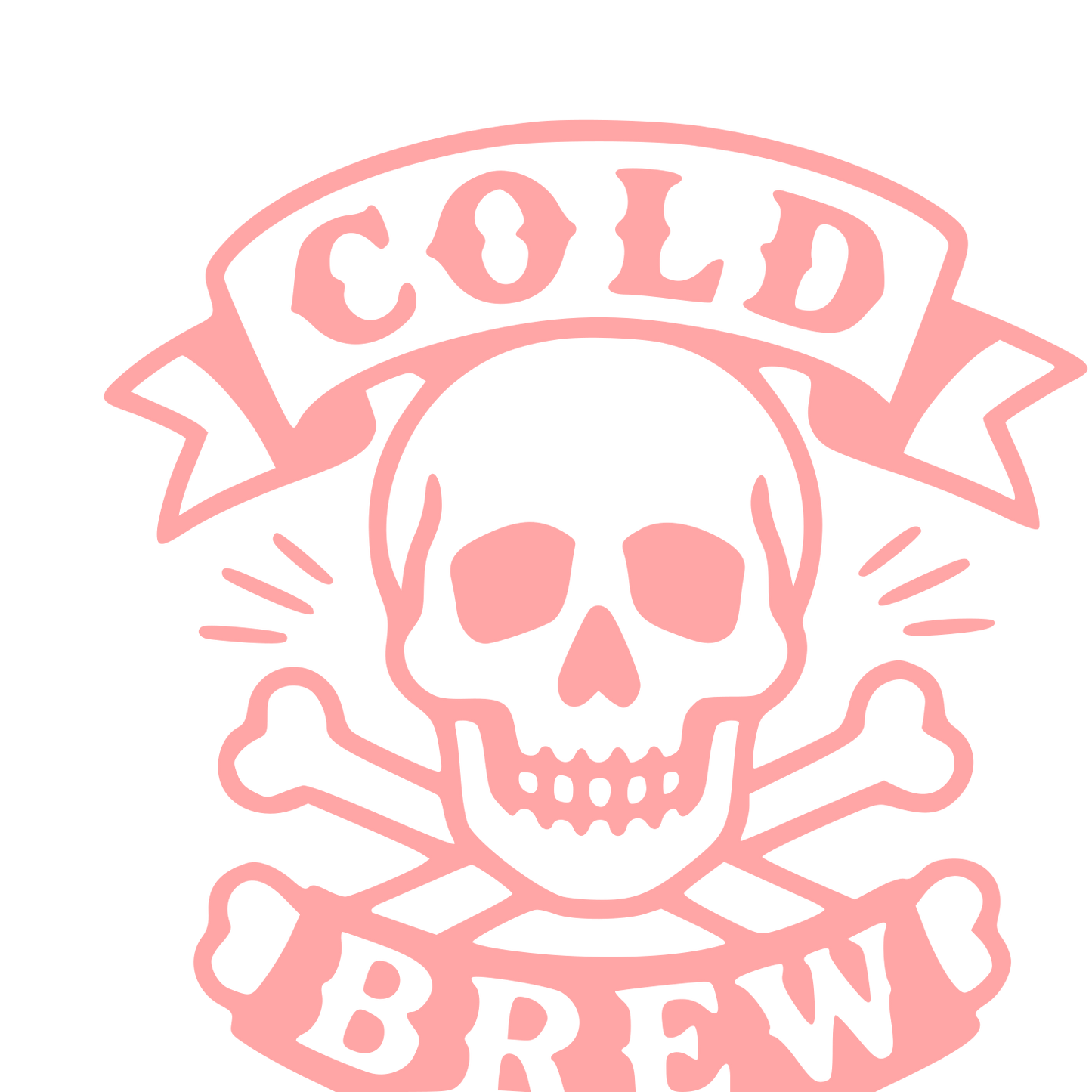 Cold Brew Skull Crossbones Logo #ffa6a6