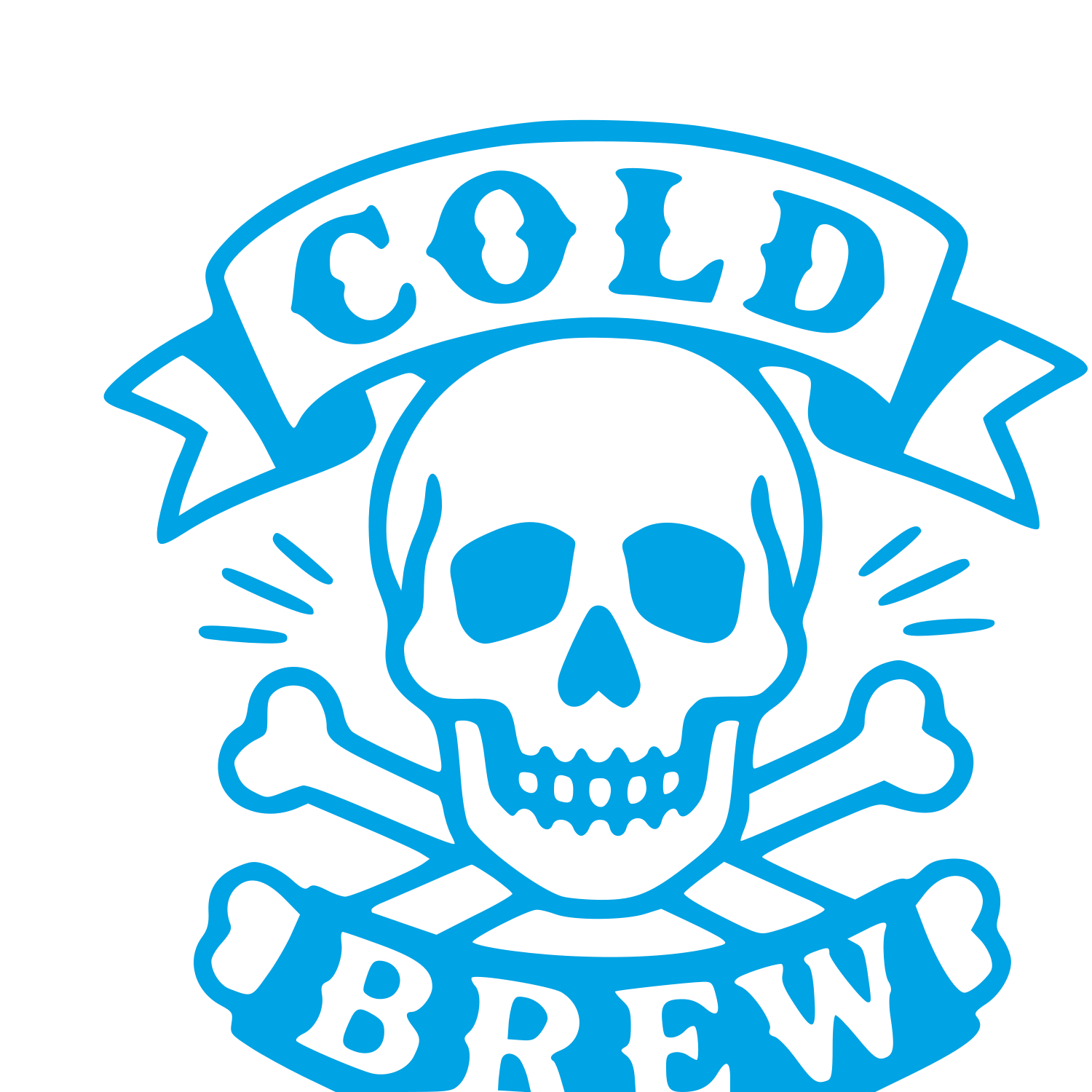 Cold Brew Skull Crossbones Logo #00a3e4