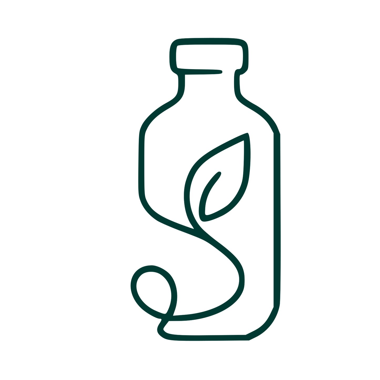 Kombucha Bottle Leaf Logo #003932