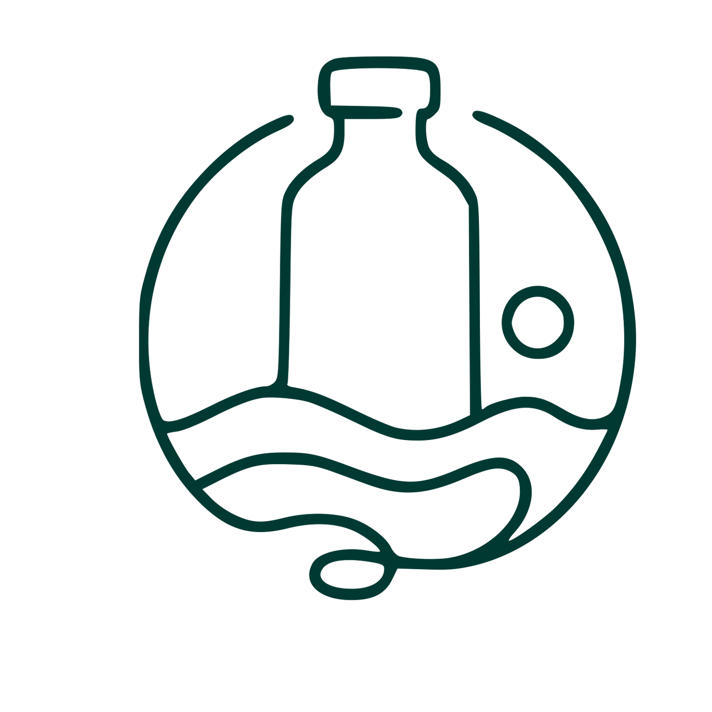 Monoline Bottle Ocean Logo #003932