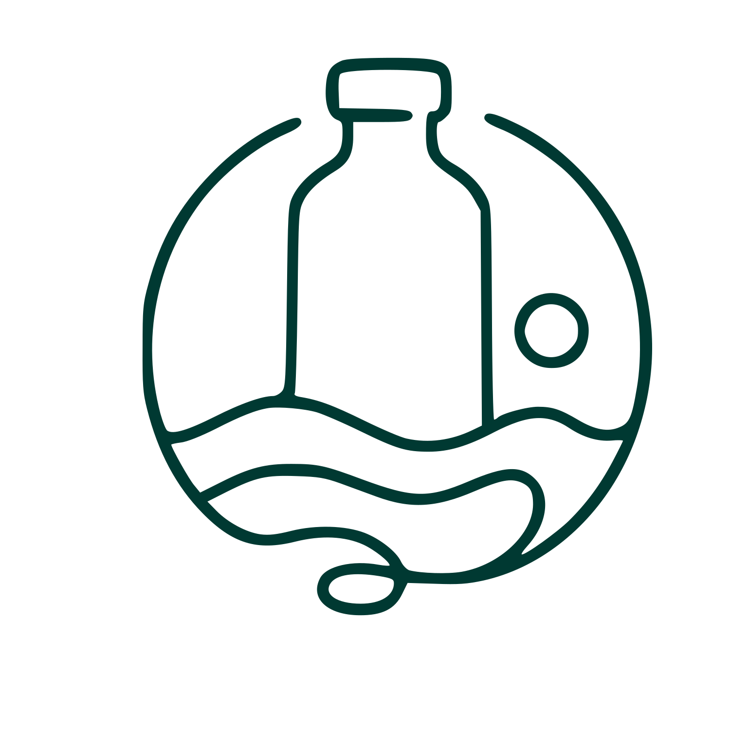 Monoline Bottle Ocean Logo #003932