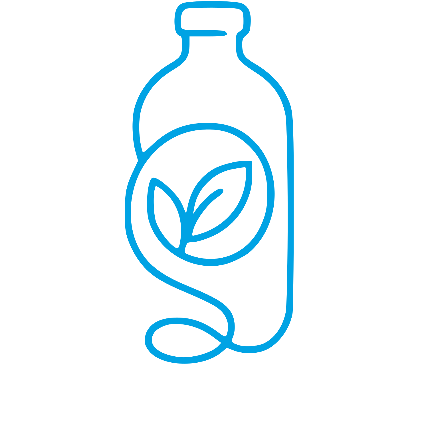 Kombucha Bottle Leaf Logo #00a3e4