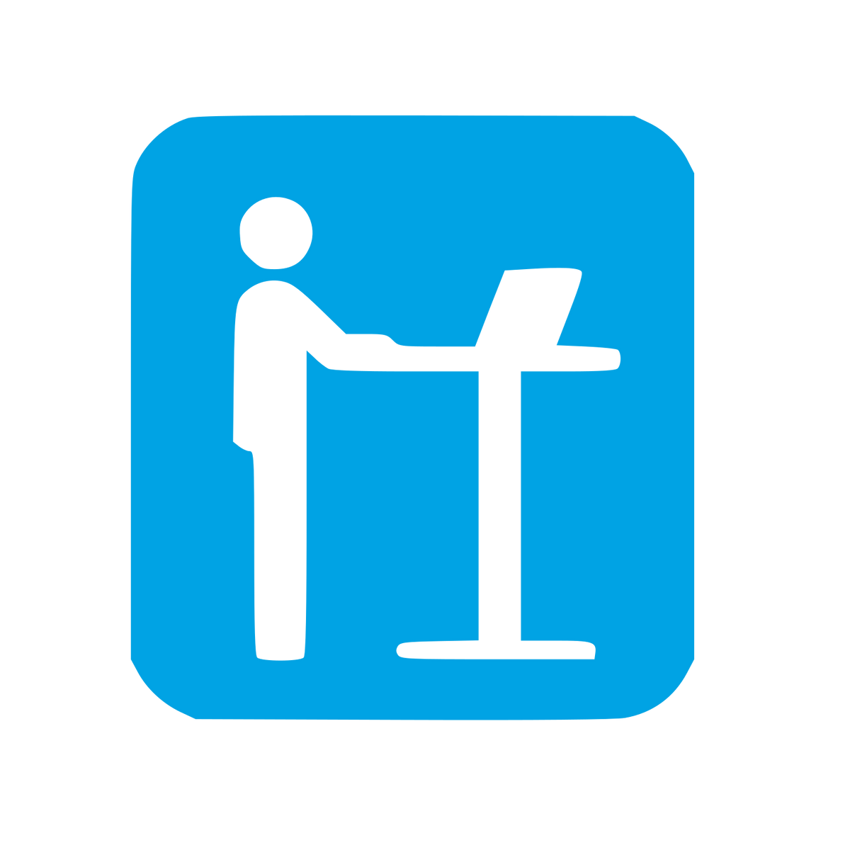 Standing Desk Worker Logo #00a3e4