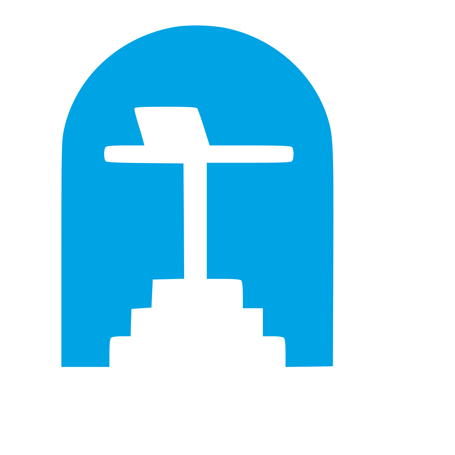 Arch Cross Negative Space Logo #00a3e4