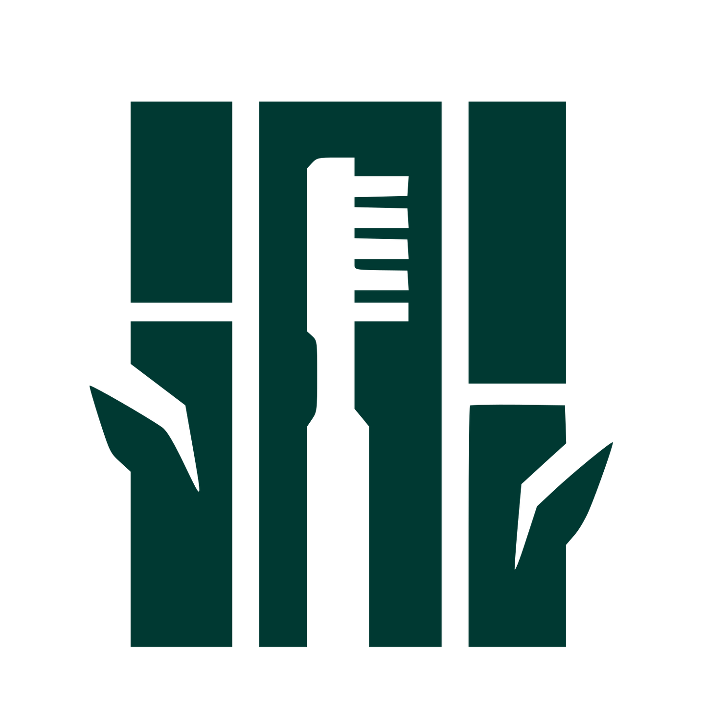 Bamboo Toothbrush Brutalist Logo #003932