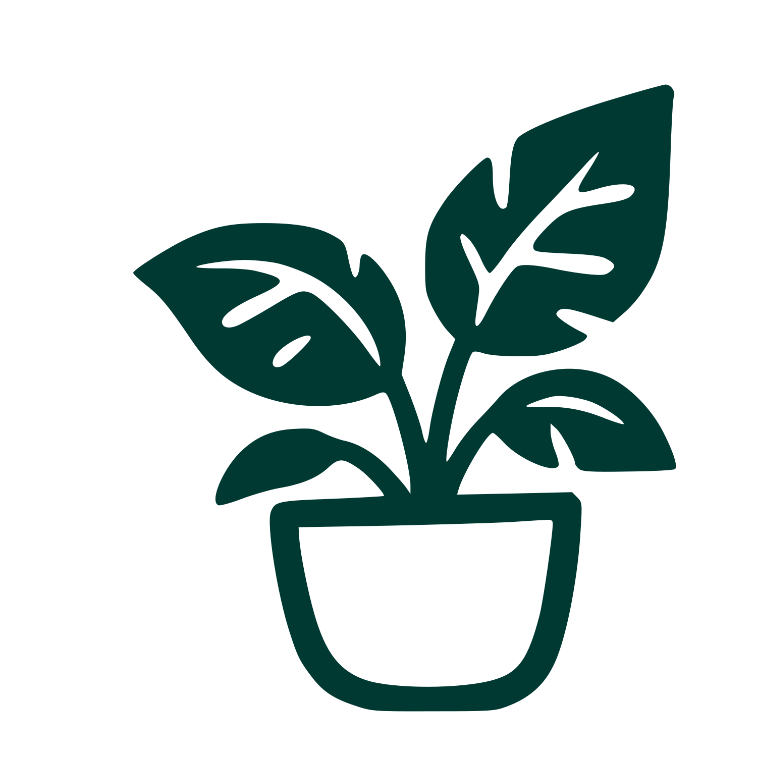 Hand-Drawn Potted Plant Logo #003932