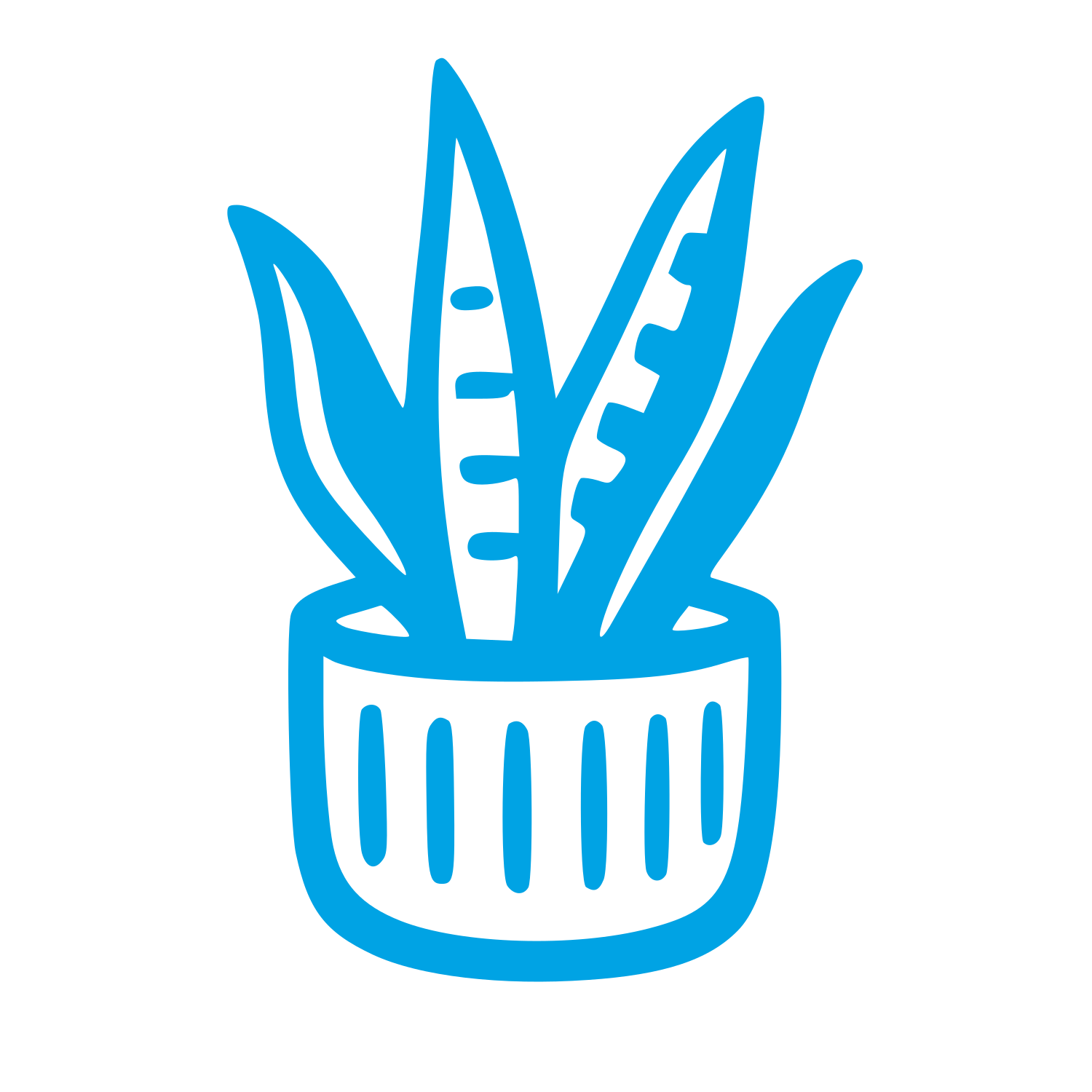 Hand-Drawn Potted Plant Logo #00a3e4
