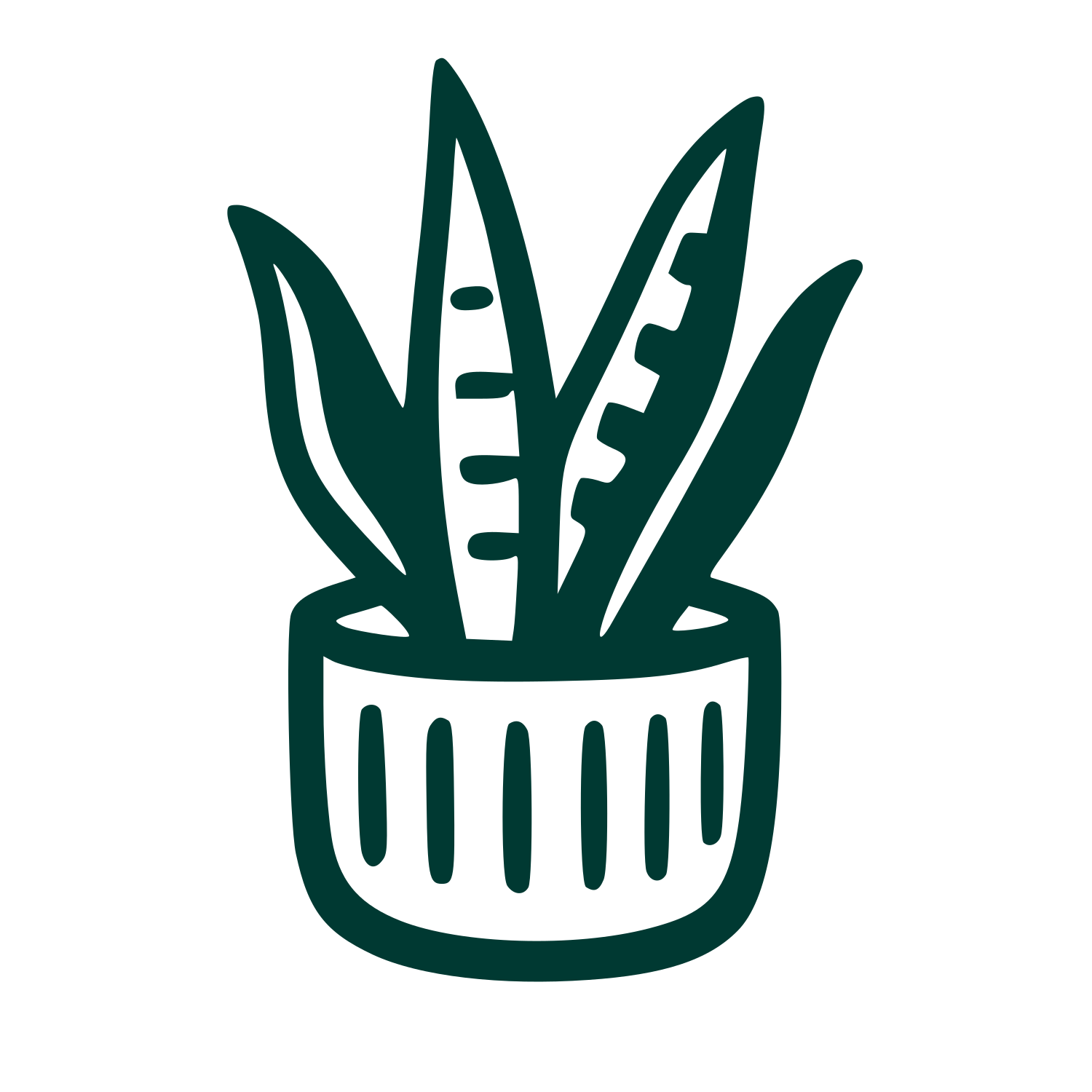 Hand-Drawn Potted Plant Logo #003932