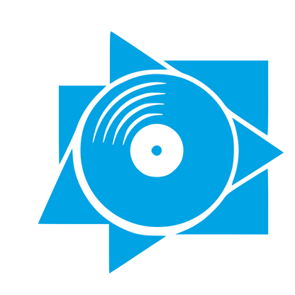Vinyl Record Play Button Logo #00a3e4